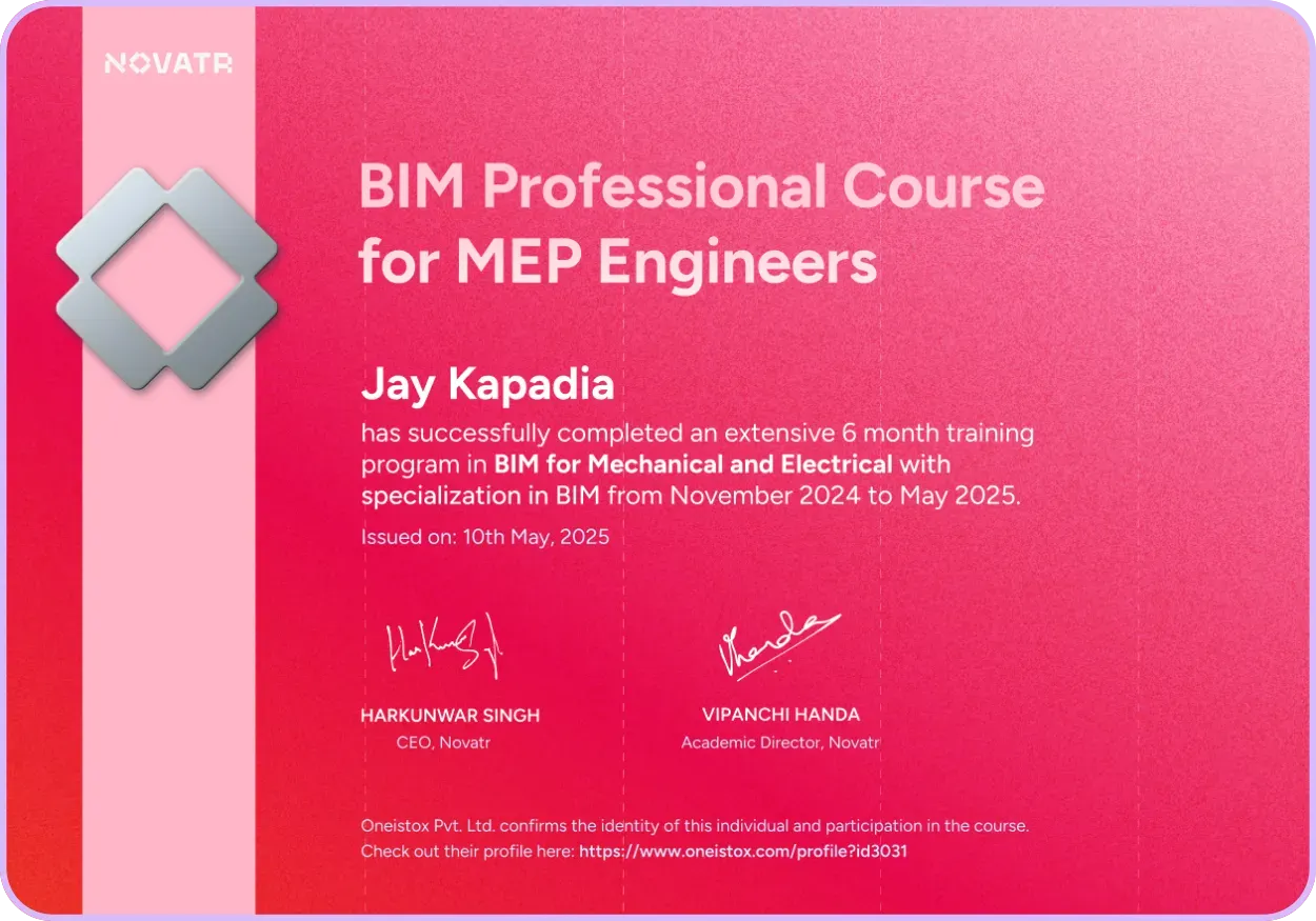 Novatr Program Certificate